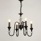 Retro Black Iron Crystal Chandelier with Adjustable Length