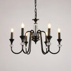 Retro Black Iron Crystal Chandelier with Adjustable Length