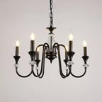 Retro Black Iron Crystal Chandelier with Adjustable Length