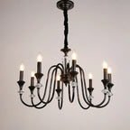 Retro Black Iron Crystal Chandelier with Adjustable Length