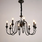 Retro Black Iron Crystal Chandelier with Adjustable Length