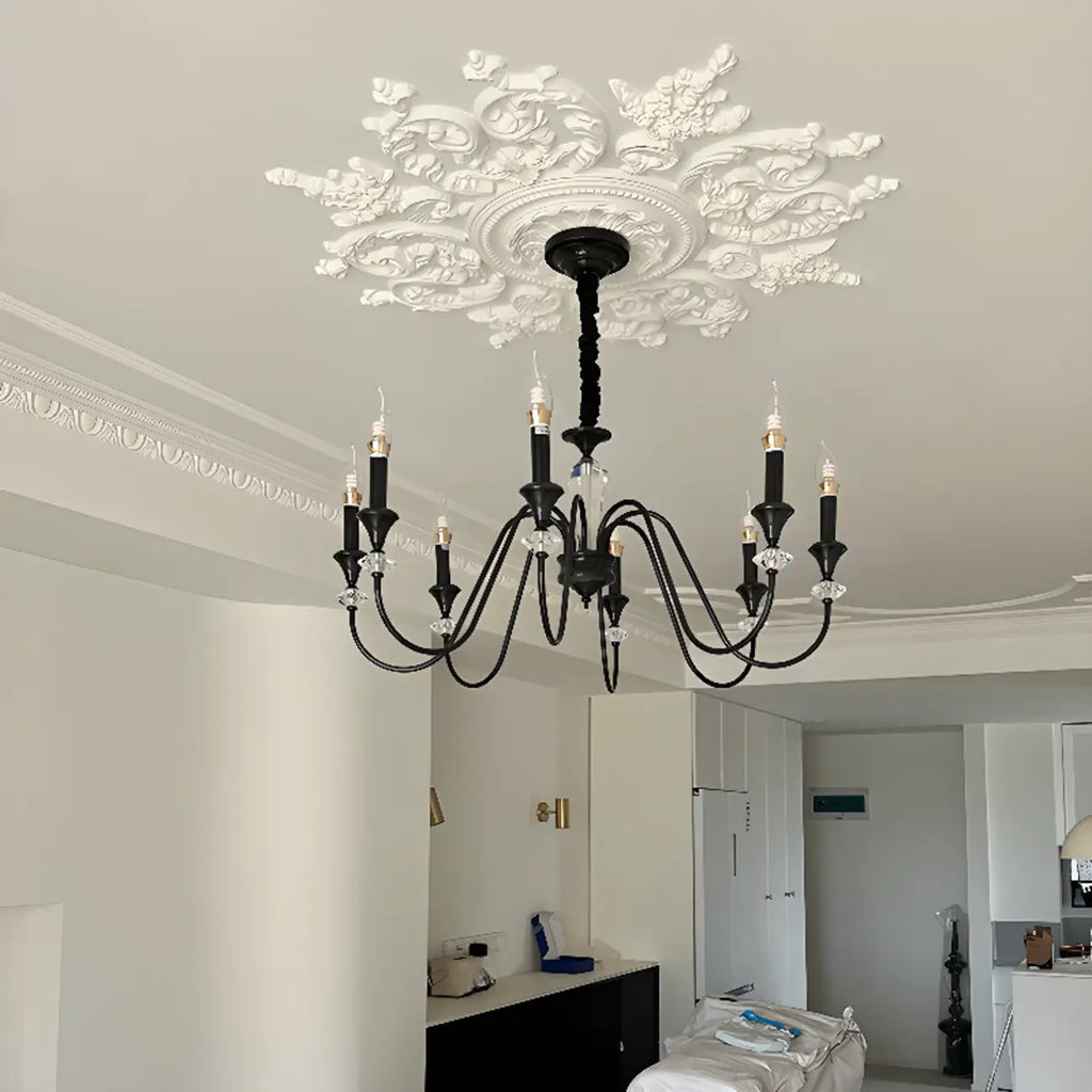 Retro Black Iron Crystal Chandelier with Adjustable Length