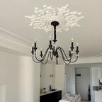 Retro Black Iron Crystal Chandelier with Adjustable Length