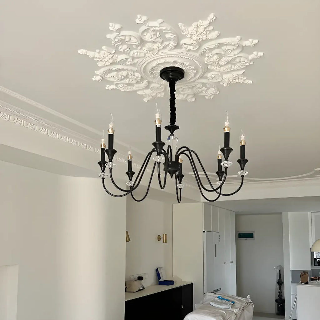 Retro Black Iron Crystal Chandelier with Adjustable Length