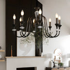 Retro Black Iron Crystal Chandelier with Adjustable Length