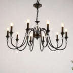 Retro Black Iron Crystal Chandelier with Adjustable Length