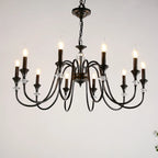 Retro Black Iron Crystal Chandelier with Adjustable Length