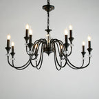 Retro Black Iron Crystal Chandelier with Adjustable Length