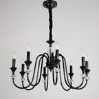Retro Black Iron Crystal Chandelier with Adjustable Length