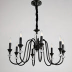 Retro Black Iron Crystal Chandelier with Adjustable Length