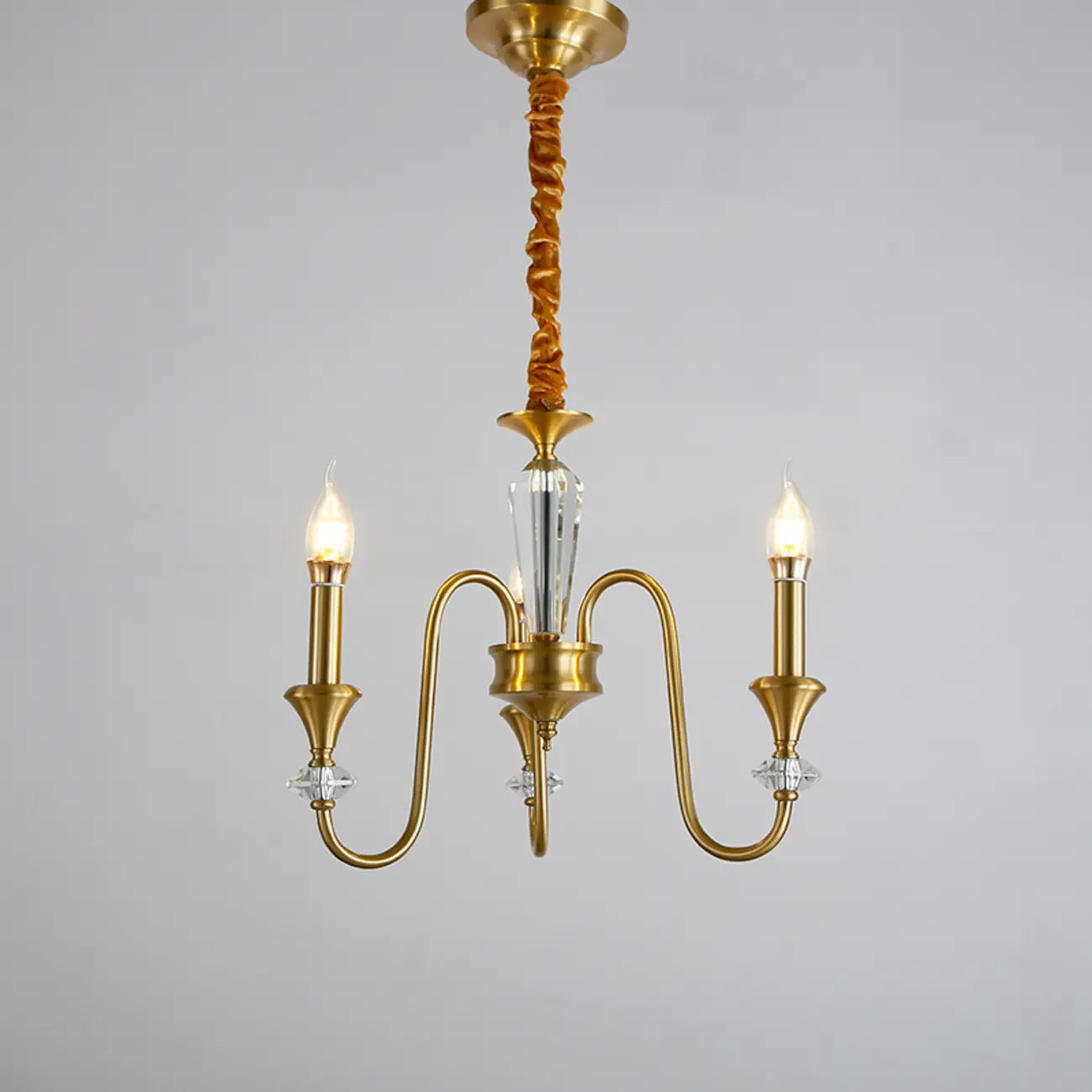 Retro Black Iron Crystal Chandelier with Adjustable Length