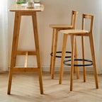 Modern Bamboo Bar Set with Footrest Stools