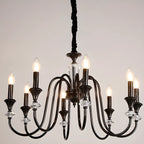 Retro Black Iron Crystal Chandelier with Adjustable Length