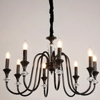 Retro Black Iron Crystal Chandelier with Adjustable Length