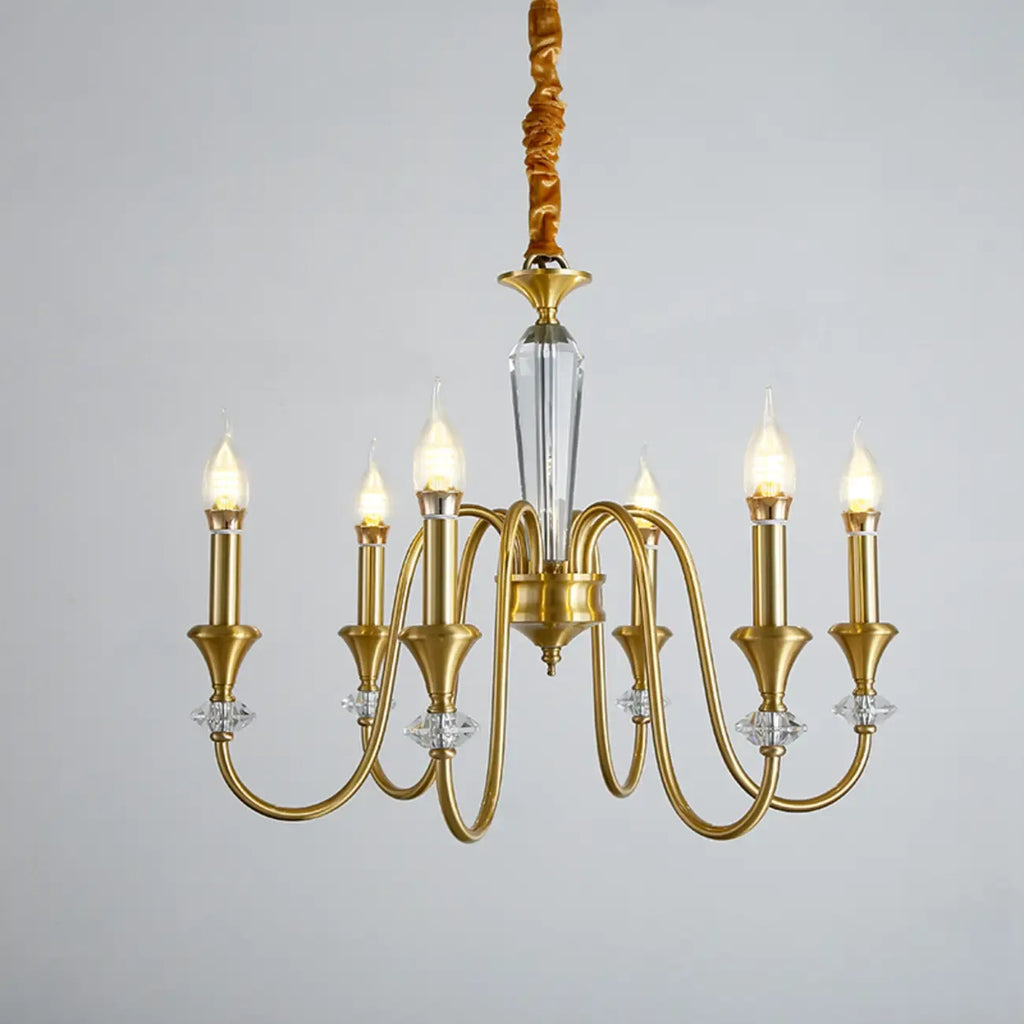 Retro Black Iron Crystal Chandelier with Adjustable Length