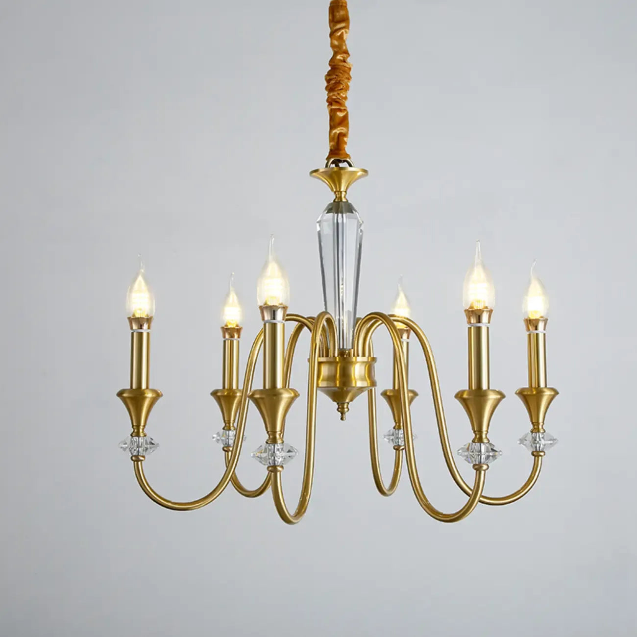 Retro Black Iron Crystal Chandelier with Adjustable Length