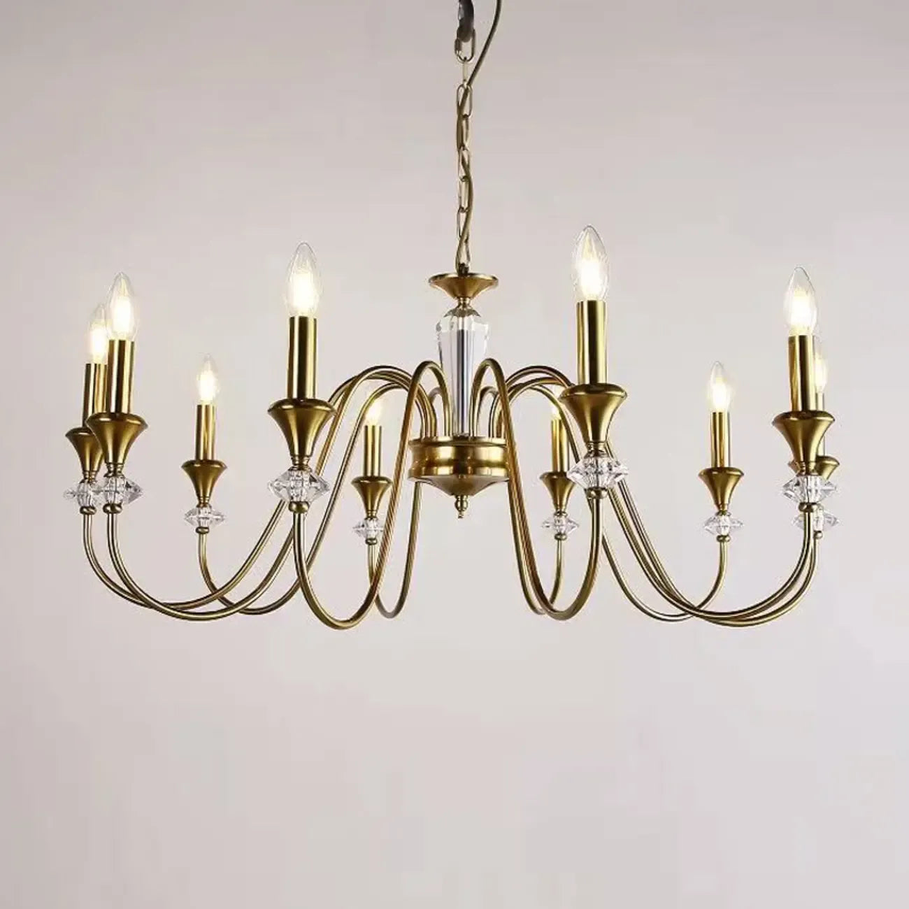 Retro Black Iron Crystal Chandelier with Adjustable Length