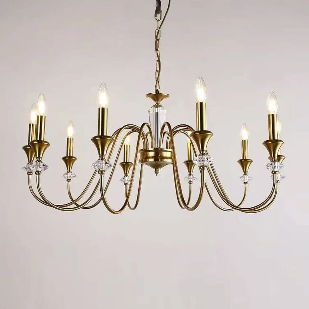 Retro Black Iron Crystal Chandelier with Adjustable Length