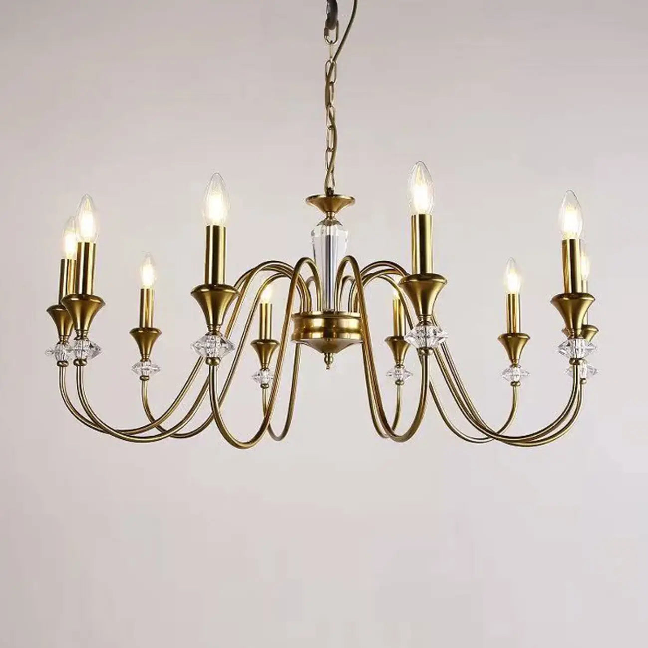 Retro Black Iron Crystal Chandelier with Adjustable Length
