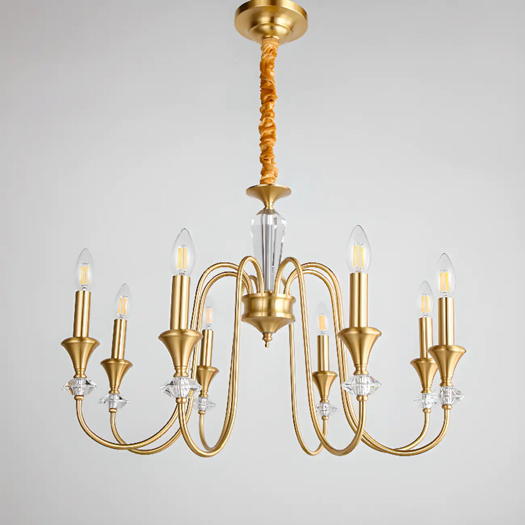 Retro Black Iron Crystal Chandelier with Adjustable Length