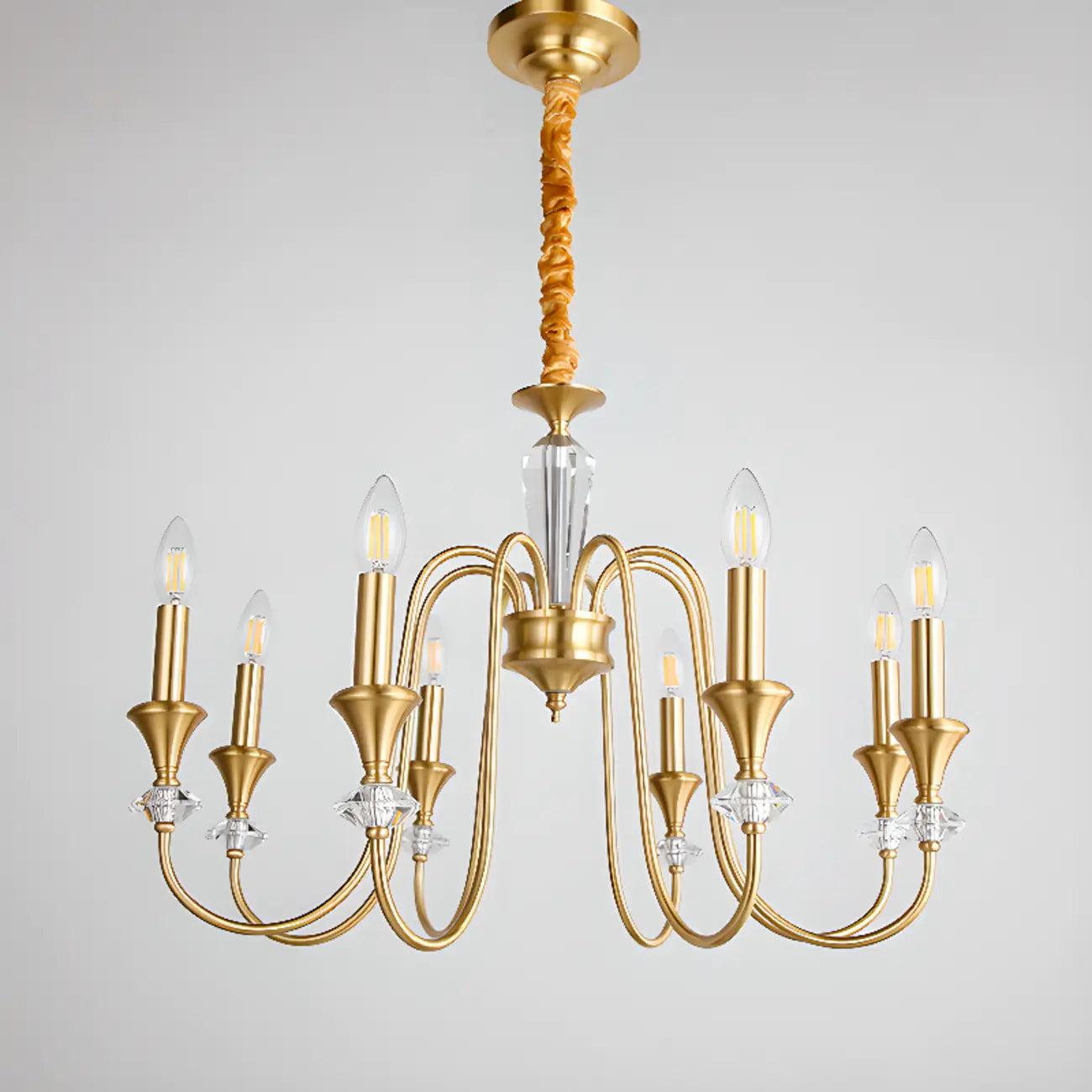 Retro Black Iron Crystal Chandelier with Adjustable Length
