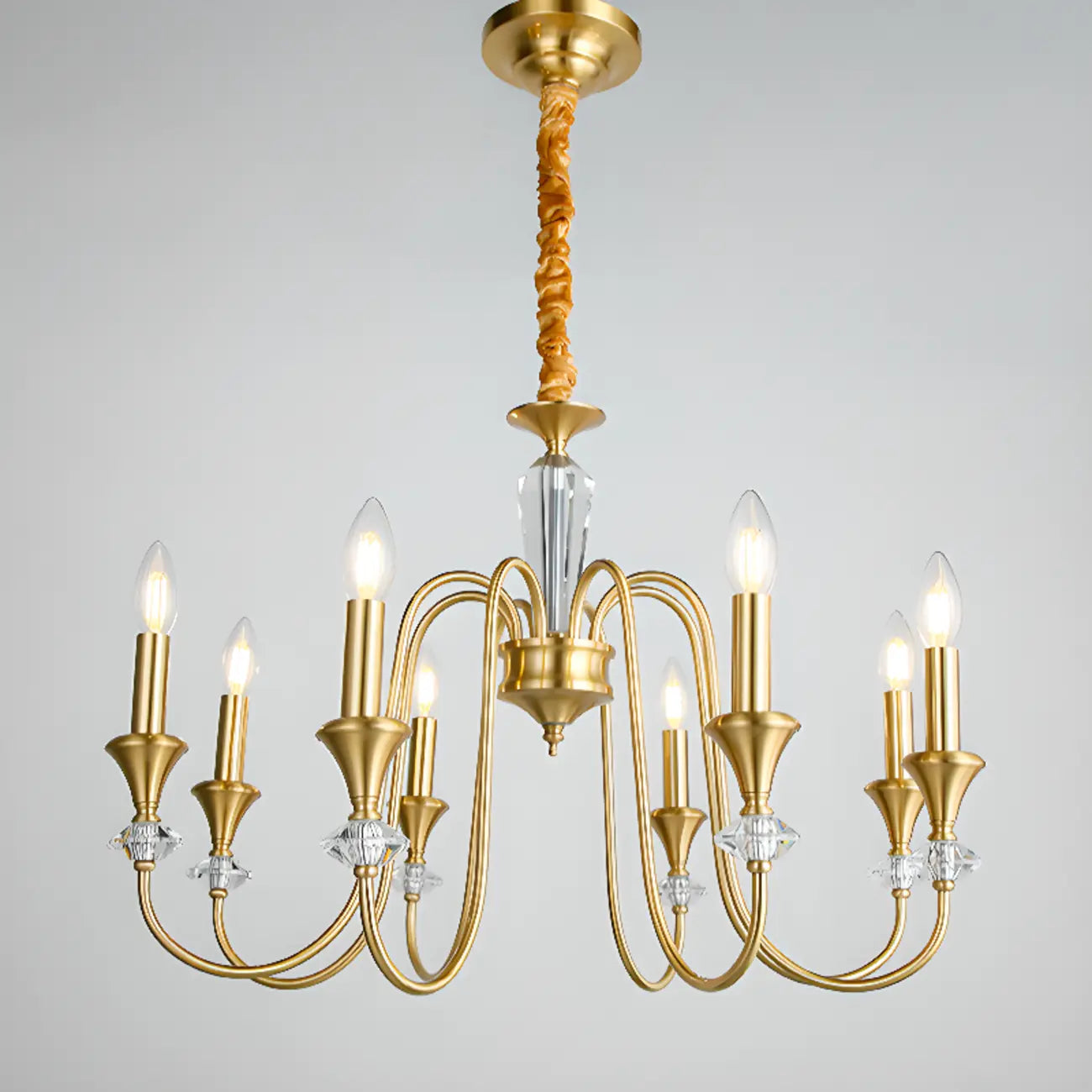 Retro Black Iron Crystal Chandelier with Adjustable Length
