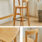 Modern Bamboo Bar Set with Footrest Stools