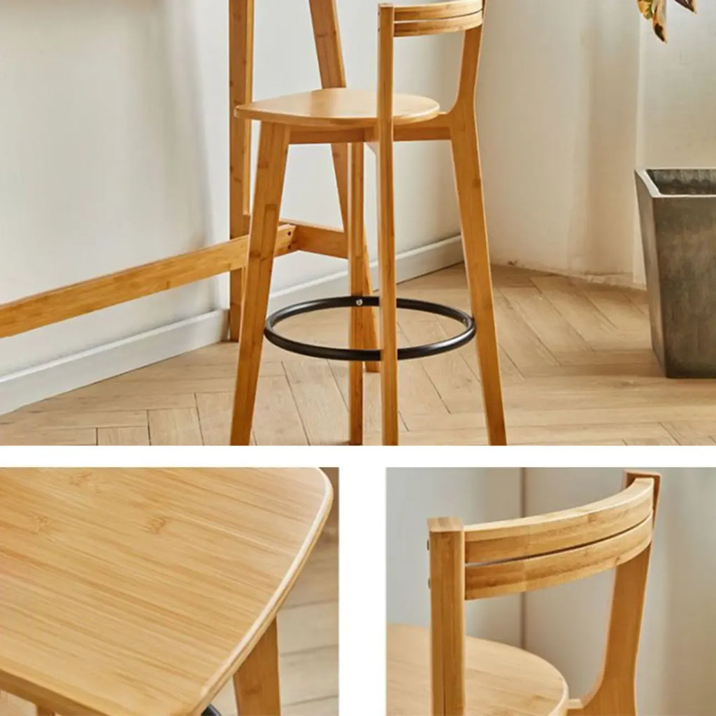 Modern Bamboo Bar Set with Footrest Stools