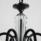 Retro Black Iron Crystal Chandelier with Adjustable Length