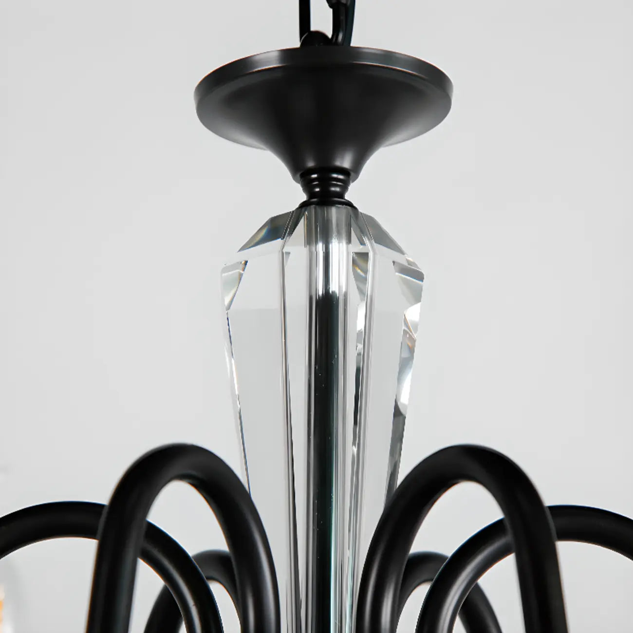 Retro Black Iron Crystal Chandelier with Adjustable Length