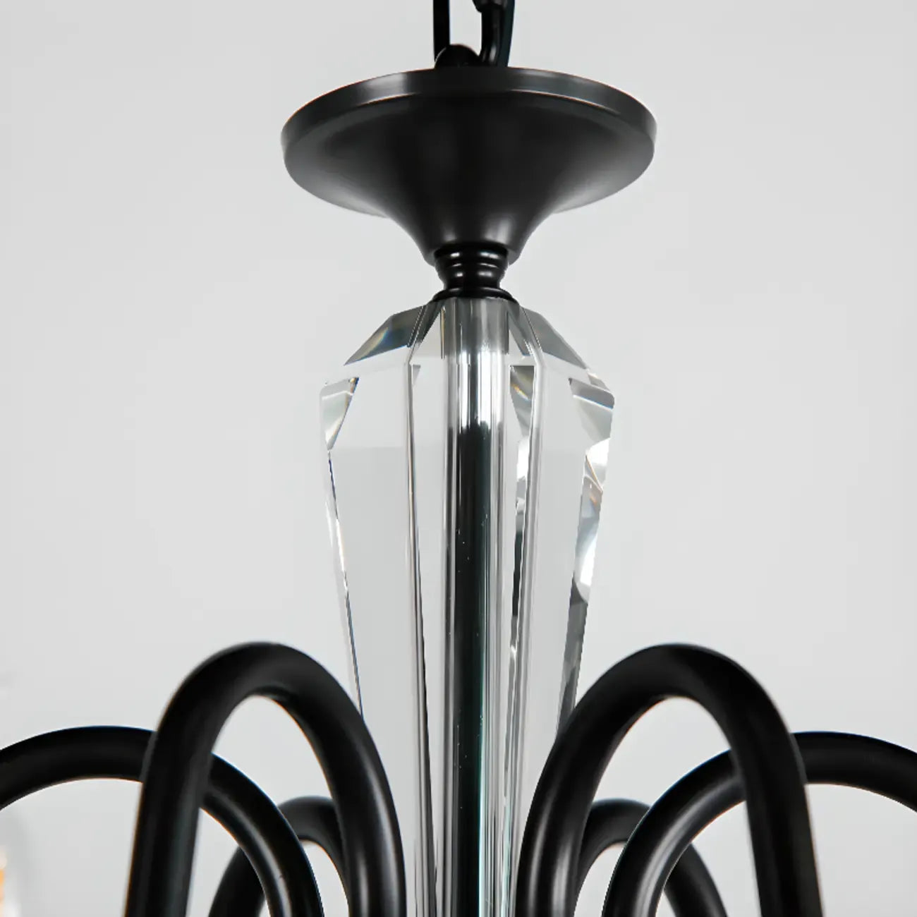 Retro Black Iron Crystal Chandelier with Adjustable Length