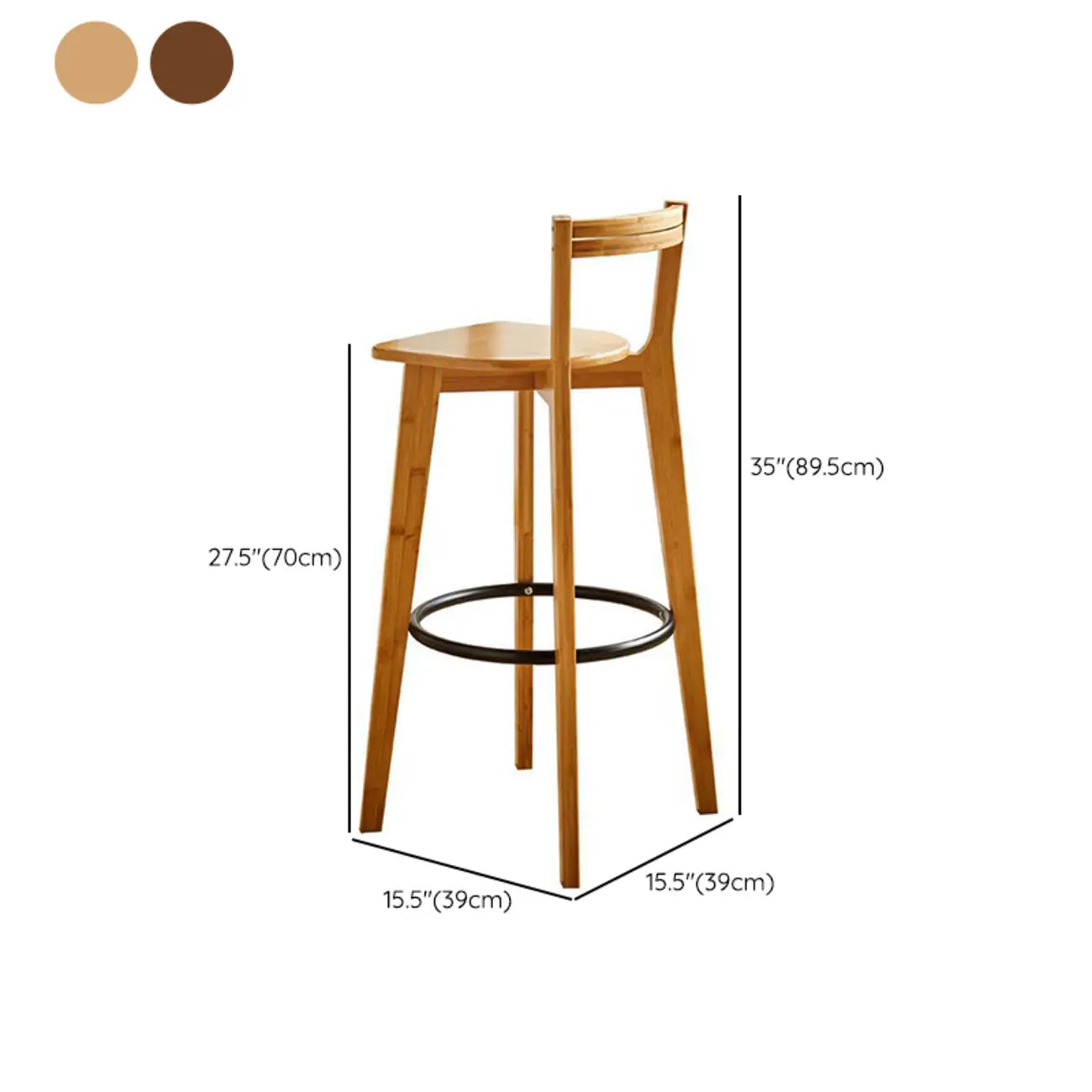 Modern Bamboo Bar Set with Footrest Stools