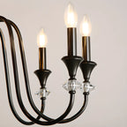 Retro Black Iron Crystal Chandelier with Adjustable Length