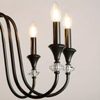 Retro Black Iron Crystal Chandelier with Adjustable Length