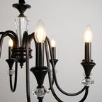 Retro Black Iron Crystal Chandelier with Adjustable Length