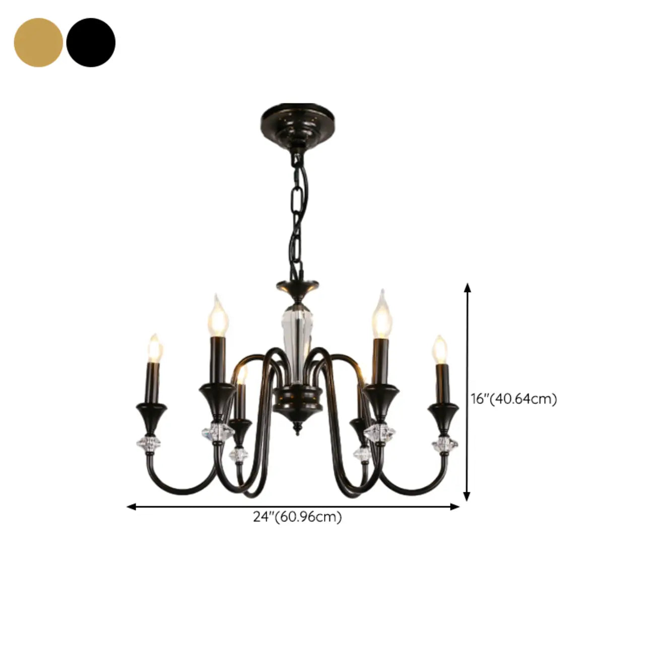 Retro Black Iron Crystal Chandelier with Adjustable Length