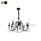 Retro Black Iron Crystal Chandelier with Adjustable Length