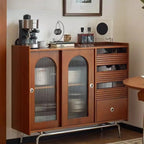 Scandinavian Brown Wooden Buffet Table with Storage