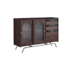 Scandinavian Brown Wooden Buffet Table with Storage