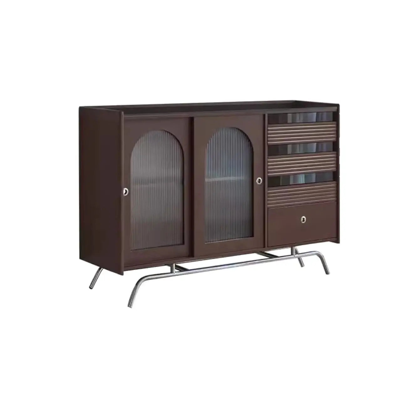 Scandinavian Brown Wooden Buffet Table with Storage