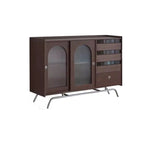 Scandinavian Brown Wooden Buffet Table with Storage