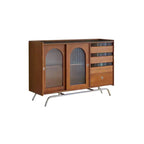 Scandinavian Brown Wooden Buffet Table with Storage
