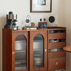 Scandinavian Brown Wooden Buffet Table with Storage