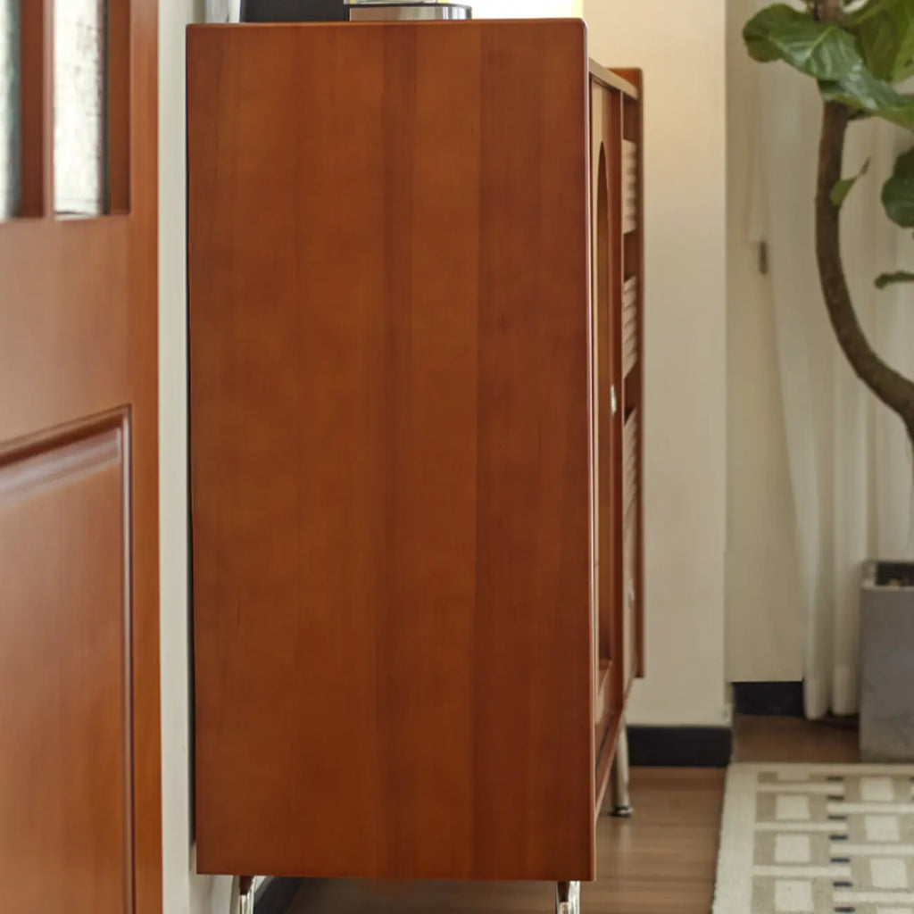 Scandinavian Brown Wooden Buffet Table with Storage