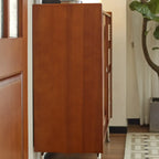 Scandinavian Brown Wooden Buffet Table with Storage