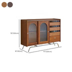 Scandinavian Brown Wooden Buffet Table with Storage