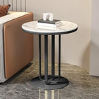 Modern Round White Sintered Stone Side Table for Living Room