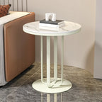 Modern Round White Sintered Stone Side Table for Living Room