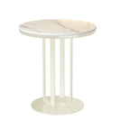 Modern Round White Sintered Stone Side Table for Living Room