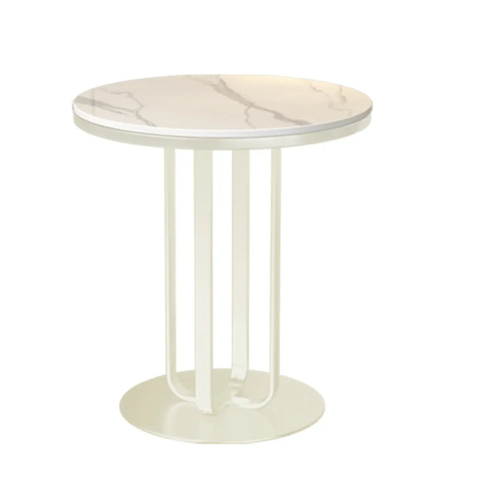 Modern Round White Sintered Stone Side Table for Living Room